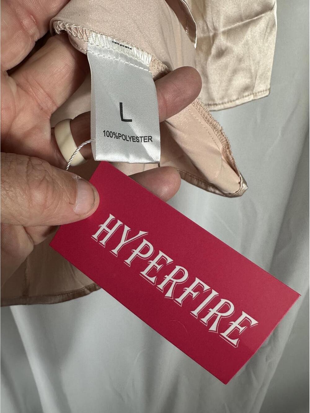 HYPERFIRE Women's Elegant Square Neck Satin Long Sleeve Mini Dress - Picture 7 of 8
